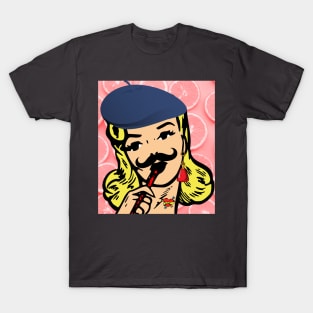 Vintage Girl with Moustache T-Shirt